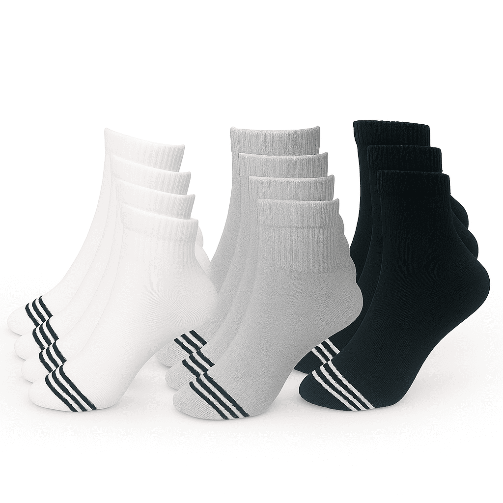 GENERAL Mens Cotton Ankle Socks Size 7-12 6 Pairs Black White Grey Soft Breathable Casual Sports Work Everyday Socks