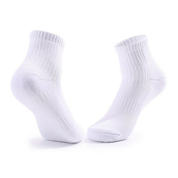 Men's Ankle Socks Mens Quarter Socks - 5pc Cushioned Mini Crew Athletic Socks for Men, Ideal for Running, Sport, And Hiking White One Size