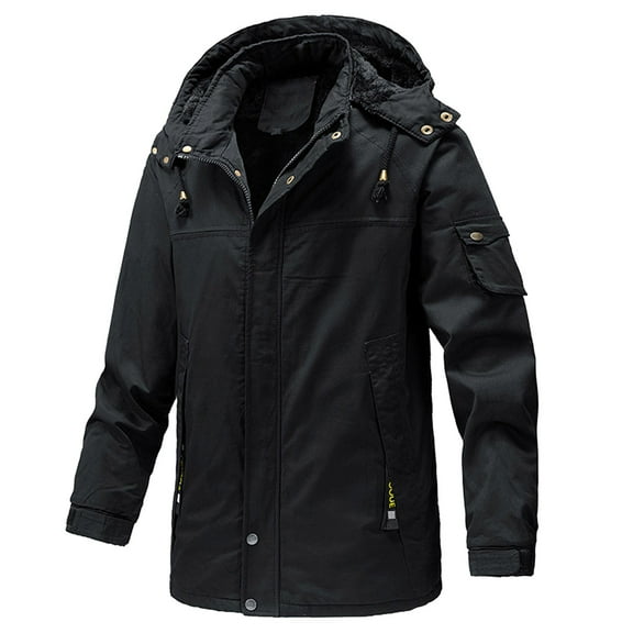 Men's Anorak Jacket Autumn Winter Windproof Casual Trench Coat with Belt and Side Pockets for Outdoor Activities