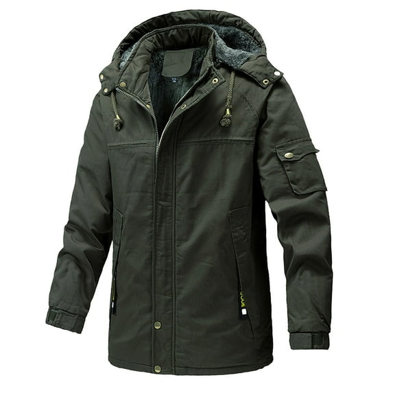 Men's Anorak Jacket Autumn Winter Windproof Casual Trench Coat with Belt and Side Pockets for Outdoor Activities