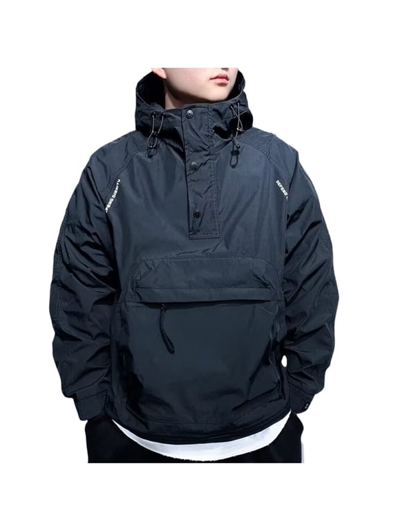 Men's Anorak Pullover Quarter-Zip Hooded Jacket Waterproof Lightweight Windbreaker Outdoor Golf Rain Jacket Hoodies