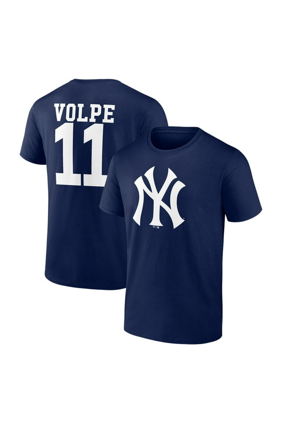 Men's Anthony Volpe Navy New York Yankees Player Icon Name & Number T-Shirt