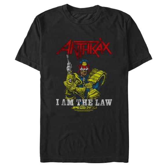 Men's Anthrax Distressed I Am The Law Graphic T-Shirt