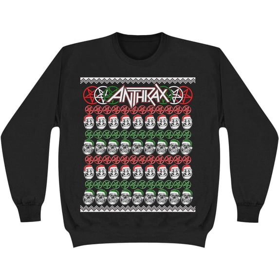 Men's Anthrax Skulls Christmas Sweatshirt Small Black