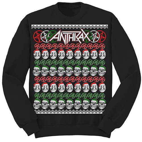 Men's Anthrax Skulls Christmas Sweatshirt XX-Large Black