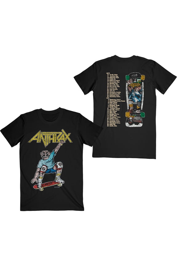 Men's Anthrax Spreading Skater Notman Vintage (Back Print) Slim Fit T-shirt XX-Large Black