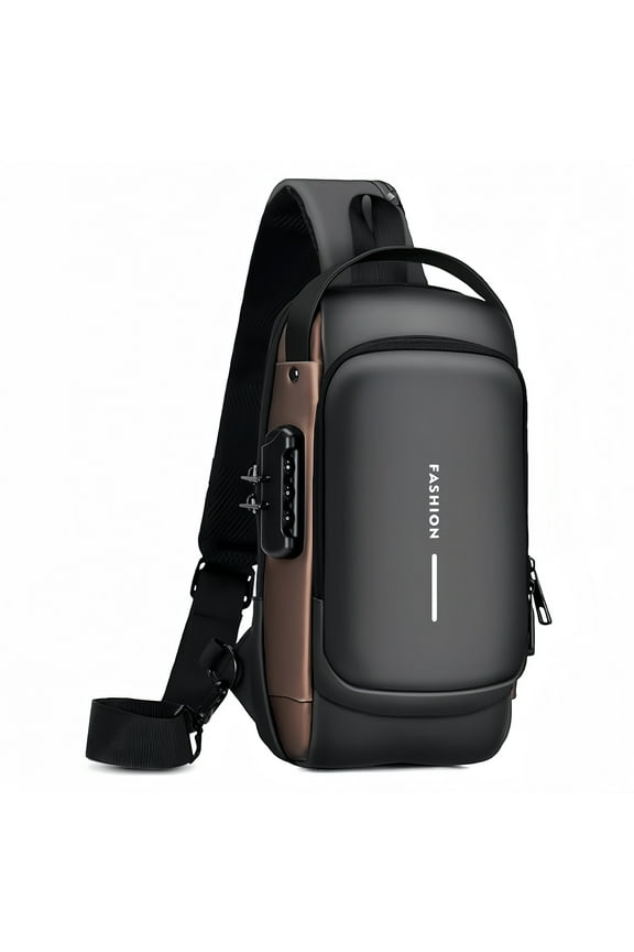 Men’s Anti-Theft Crossbody Sling Bag with Combination Lock – Secure Chest Pack with Zipper Compartments, Adjustable Strap, Lightweight Travel Backpack