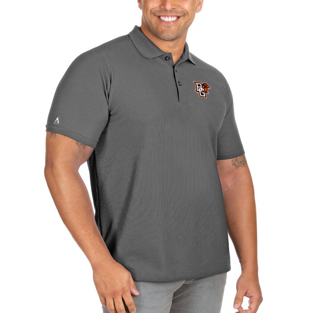 Men's Antigua Anthracite Bowling Green St. Falcons Big & Tall Legacy Pique Polo