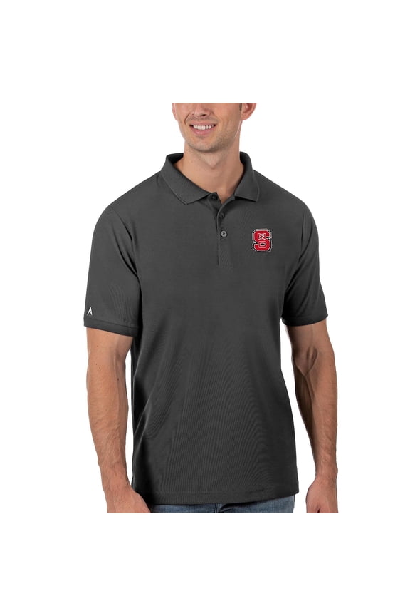 Men's Antigua Anthracite NC State Wolfpack Legacy Pique Polo