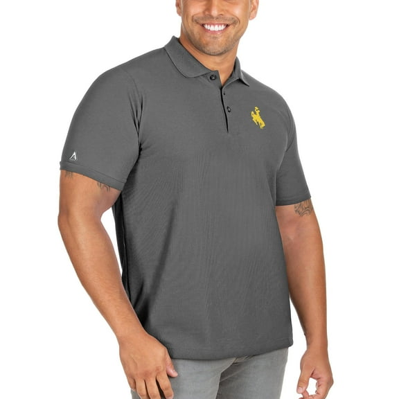 Men's Antigua Anthracite Wyoming Cowboys Big & Tall Legacy Pique Polo