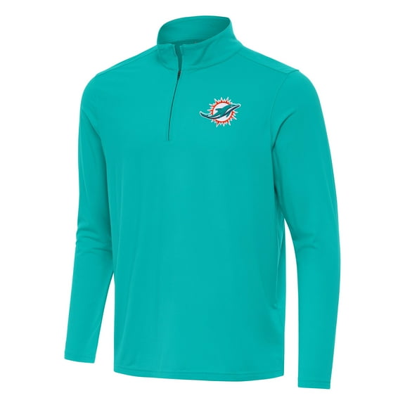 Men's Antigua Aqua Miami Dolphins Intent Quarter-Zip Pullover Top