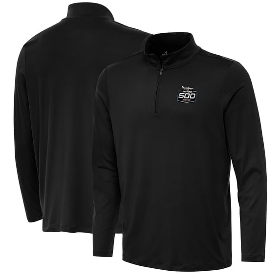 Men's Antigua Black 2026 Daytona 500 Reprocess Quarter-Zip Pullover
