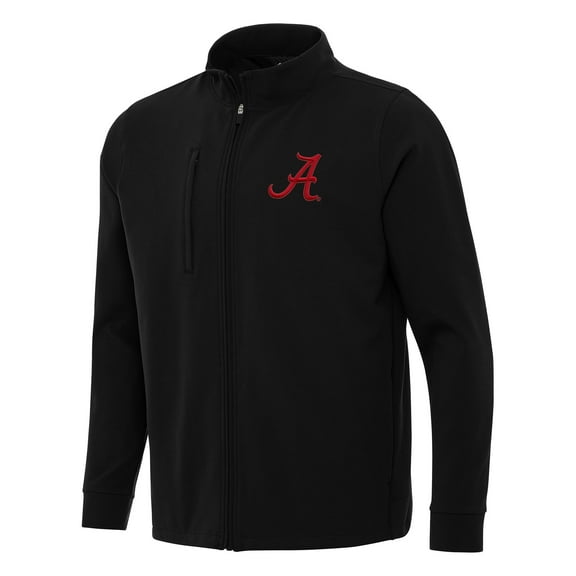 Men's Antigua Black Alabama Crimson Tide Regard Full-Zip Jacket