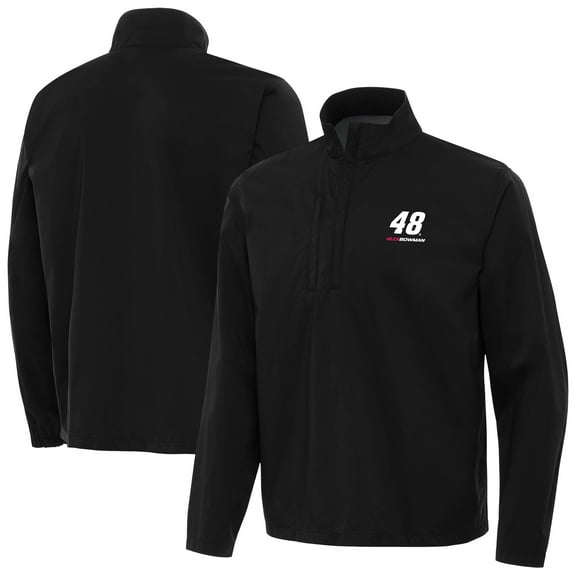 Men's-Antigua Black Alex Bowman Brisk Quarter-Zip Pullover Jacket
