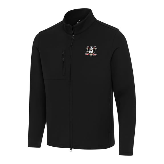 Men's Antigua Black Anaheim Ducks Objection Double-Peached Full-Zip Jacket
