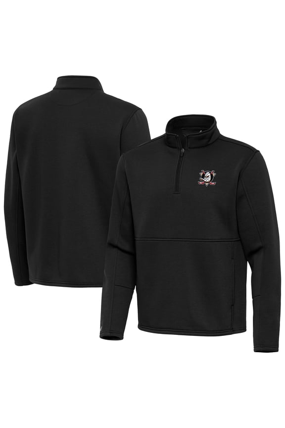 Men's Antigua Black Anaheim Ducks Twist Quarter-Zip Pullover Jacket