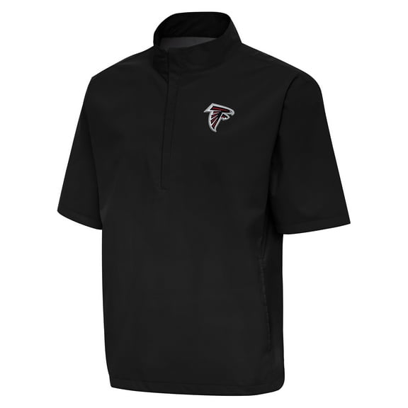 Men's Antigua Black Atlanta Falcons Brisk Short Sleeve Quarter-Zip Windshirt