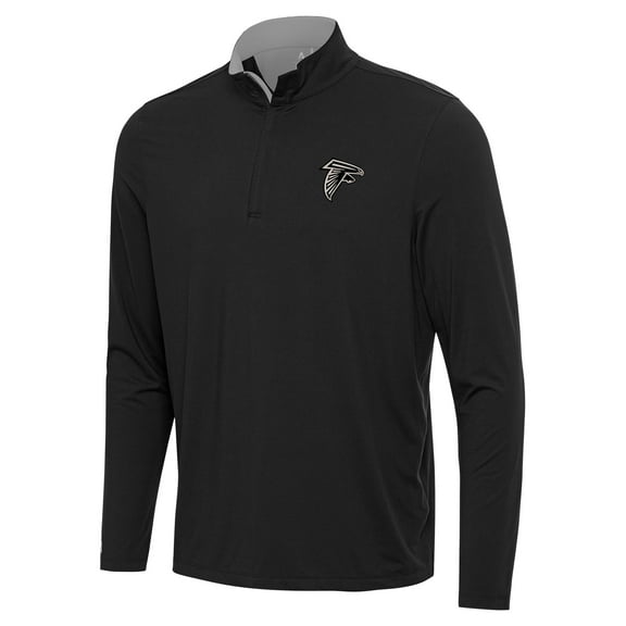 Men's Antigua Black Atlanta Falcons Content Quarter-Zip Pullover Top