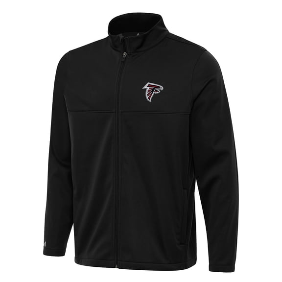 Men's Antigua Black Atlanta Falcons Links 2 Full-Zip Golf Jacket