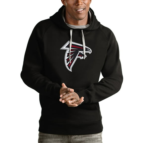 Men's Antigua Black Atlanta Falcons Victory Pullover Hoodie