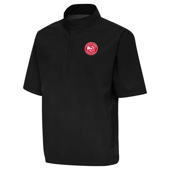 Men's Antigua Black Atlanta Hawks Brisk Quarter-Zip Windbreaker