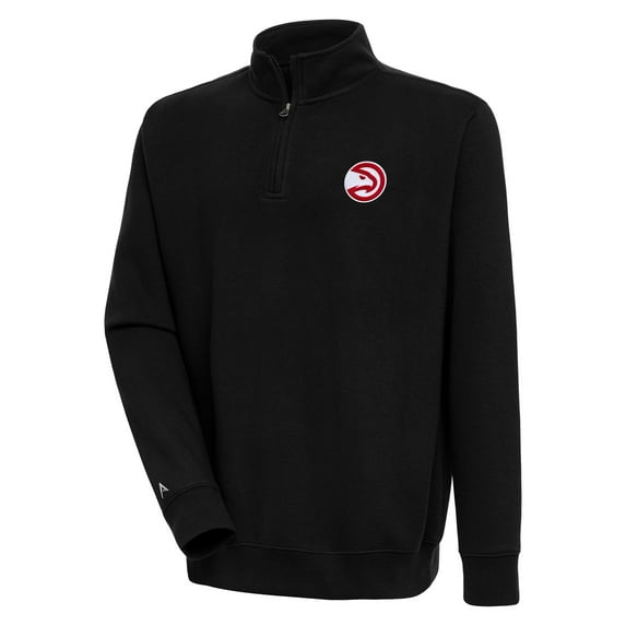 Men's Antigua Black Atlanta Hawks Victory Quarter-Zip Pullover Top