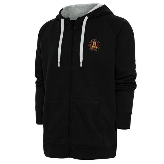 Men's Antigua Black Atlanta United FC Logo Victory Full-Zip Hoodie