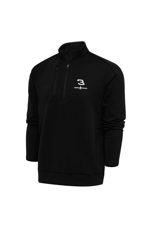 Men's Antigua Black Austin Dillon Generation Quarter-Zip Pullover Top