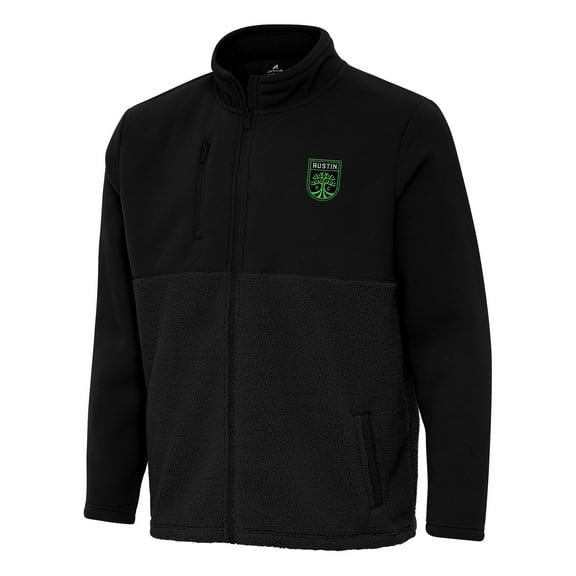 Men's Antigua Black Austin FC Daily Fused Full-Zip Jacket