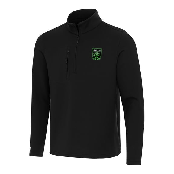 Men's Antigua Black Austin FC Insider Quarter-Zip Jacket