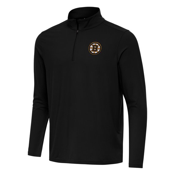 Men's Antigua Black Boston Bruins Intent Quarter-Zip Top