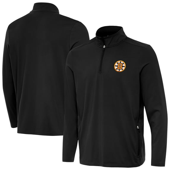Men's Antigua Black Boston Bruins Perilous Quarter-Zip Sweatshirt