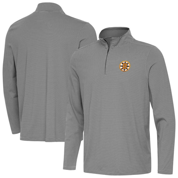 Men's Antigua Black Boston Bruins Twine Quarter-Zip Pullover