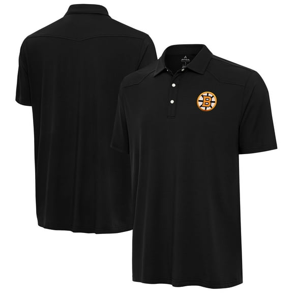Men's Antigua Black Boston Bruins Western Polo