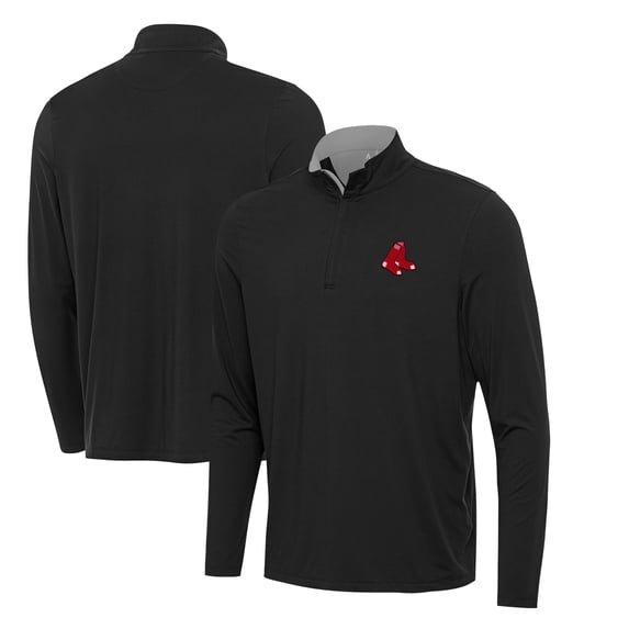 Men's Antigua Black Boston Red Sox Content Quarter-Zip Top