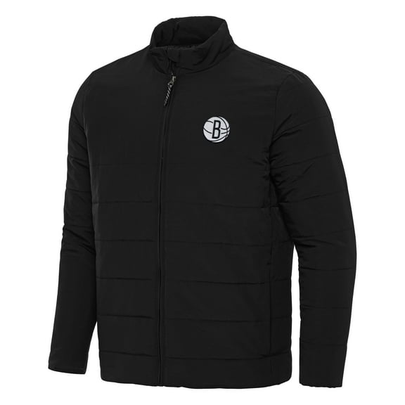 Men's Antigua Black Brooklyn Nets Swelter Full-Zip Puffer Jacket