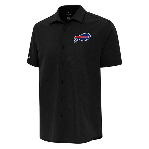 Men's Antigua Black Buffalo Bills Activate Woven Button-Up Shirt