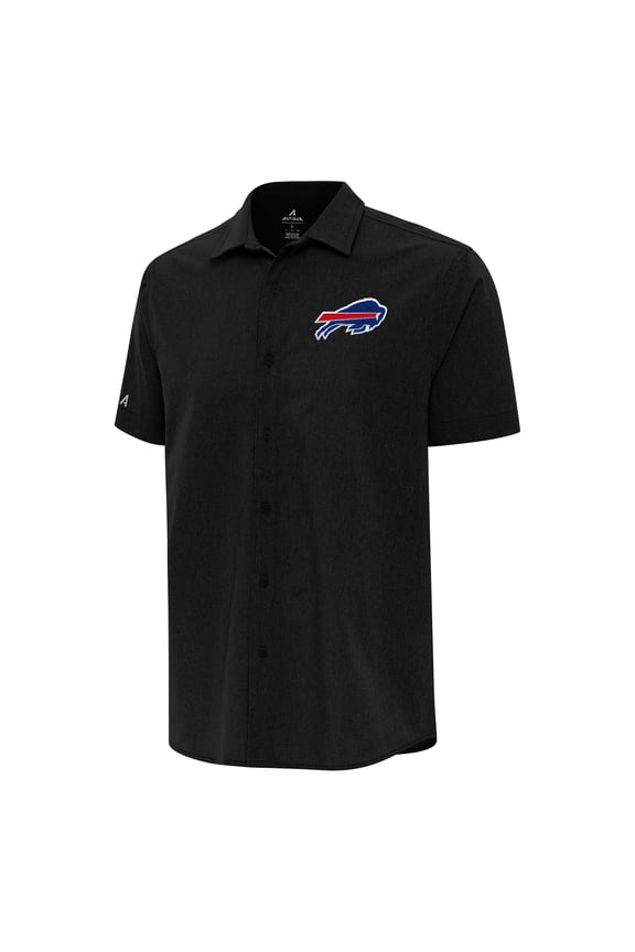 Men's Antigua Black Buffalo Bills Activate Woven Button-Up Shirt
