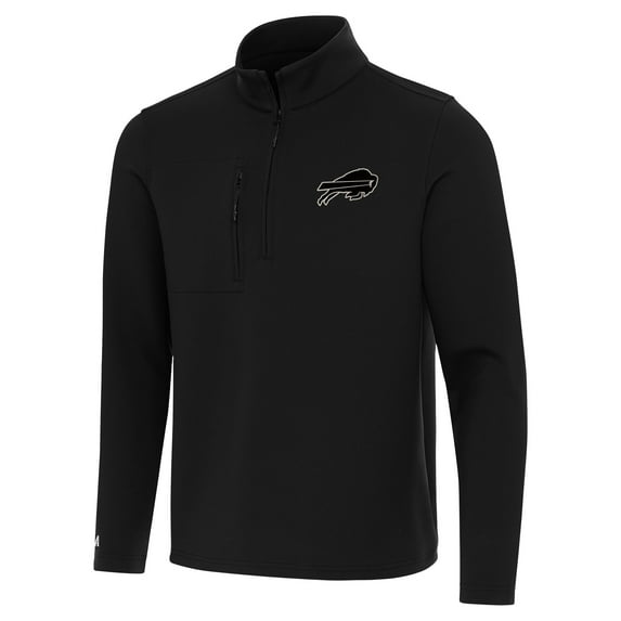 Men's Antigua Black Buffalo Bills Insider Quarter-Zip Jacket