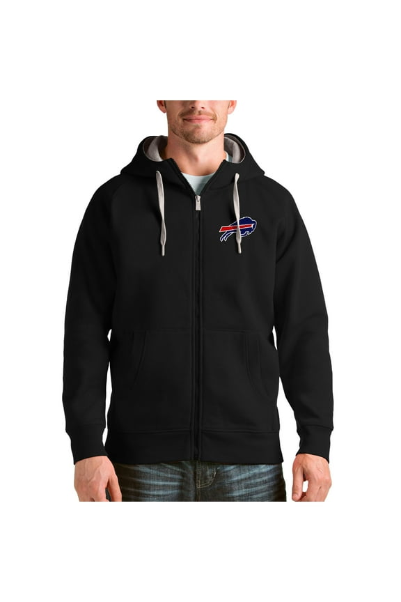 Men's Antigua Black Buffalo Bills Victory Full-Zip Hoodie