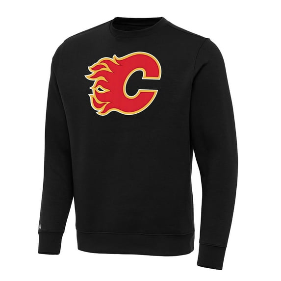 Men's Antigua Black Calgary Flames Big & Tall Victory Pullover Sweatshirt