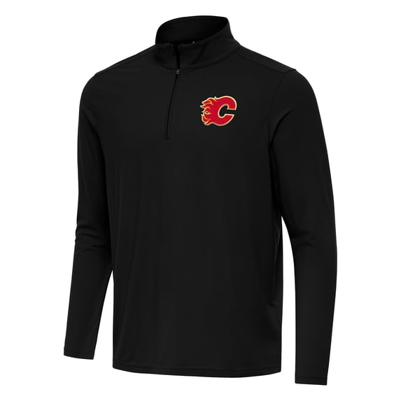 Men's Antigua Black Calgary Flames Intent Quarter-Zip Top