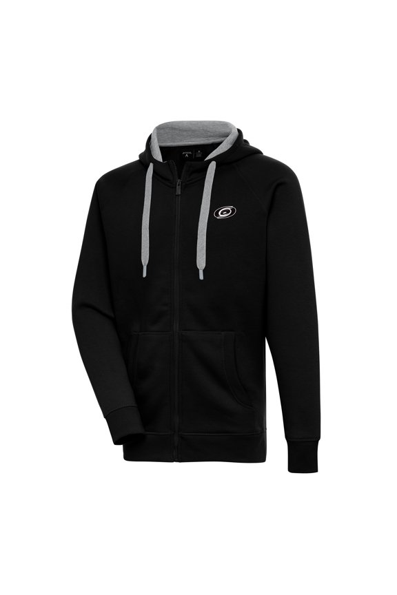 Men's Antigua Black Carolina Hurricanes Metallic Logo Victory Full-Zip Hoodie