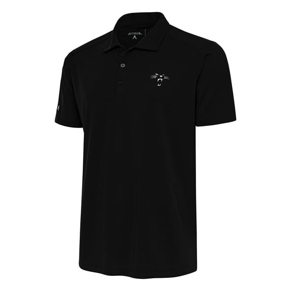 Men's Antigua Black Carolina Panthers Team Logo Throwback Tribute Polo