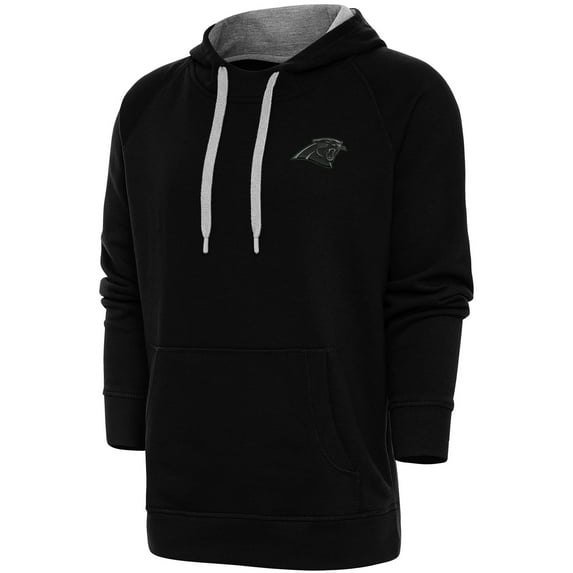 Men's Antigua Black Carolina Panthers Tonal Logo Victory Pullover Hoodie