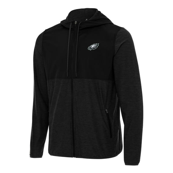 Men's Antigua Black/Charcoal Philadelphia Eagles Sway Full-Zip Hoodie