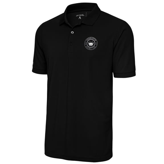 Men's Antigua Black Charlotte FC Brushed Metallic Logo Big & Tall Legacy Polo