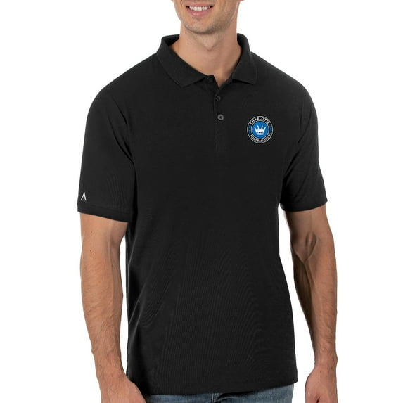 Men's Antigua Black Charlotte FC Legacy Pique Polo