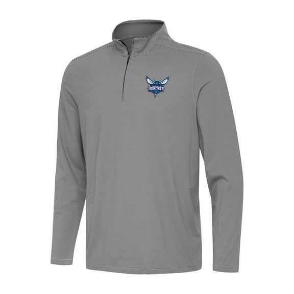 Men's Antigua  Black Charlotte Hornets Twine Quarter-Zip Top