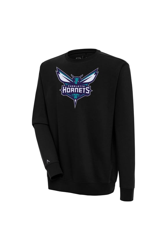 Men's Antigua Black Charlotte Hornets Victory Pullover Sweatshirt
